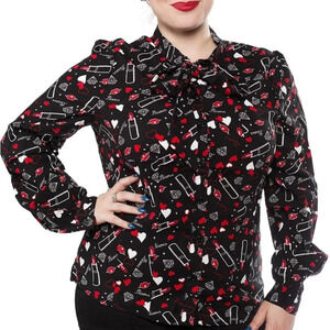 Hell Bunny Bisous Blouse - Size Medium